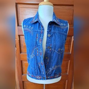 Christopher & Banks vintage embroidered Aztec denim vest - Size S Cute